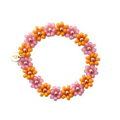 LOVEissue bracelet daisy | Elastic orange, rose T1