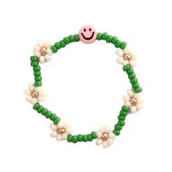 LOVEissue daisy bracelet | elastisch smiley green ivory