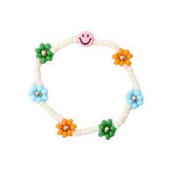 LOVEissue bracelet daisy | Elastic baby blue, orange, green
