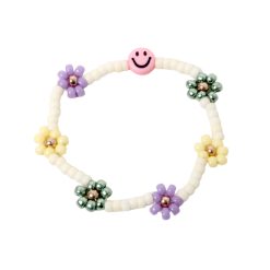 LOVEissue daisy bracelet | elastisch smiley shiny green purple sunshine