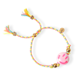 Bracelet | Happy smiley bright pink/yellow