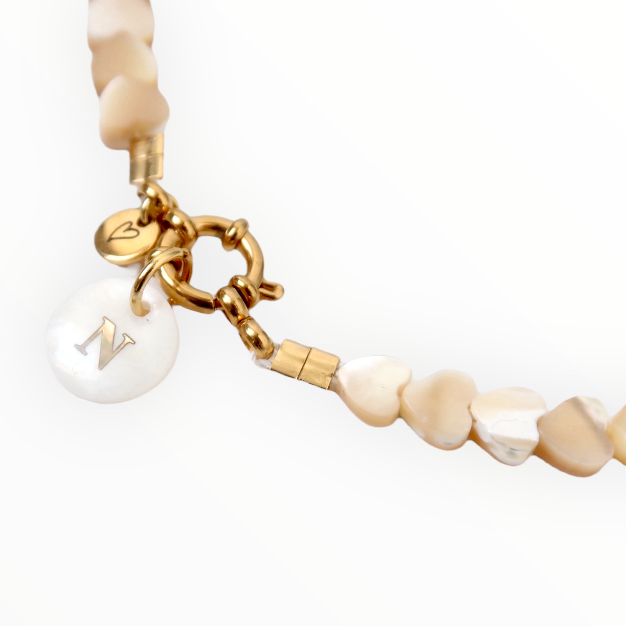 Necklace | Seashelly hearts beige