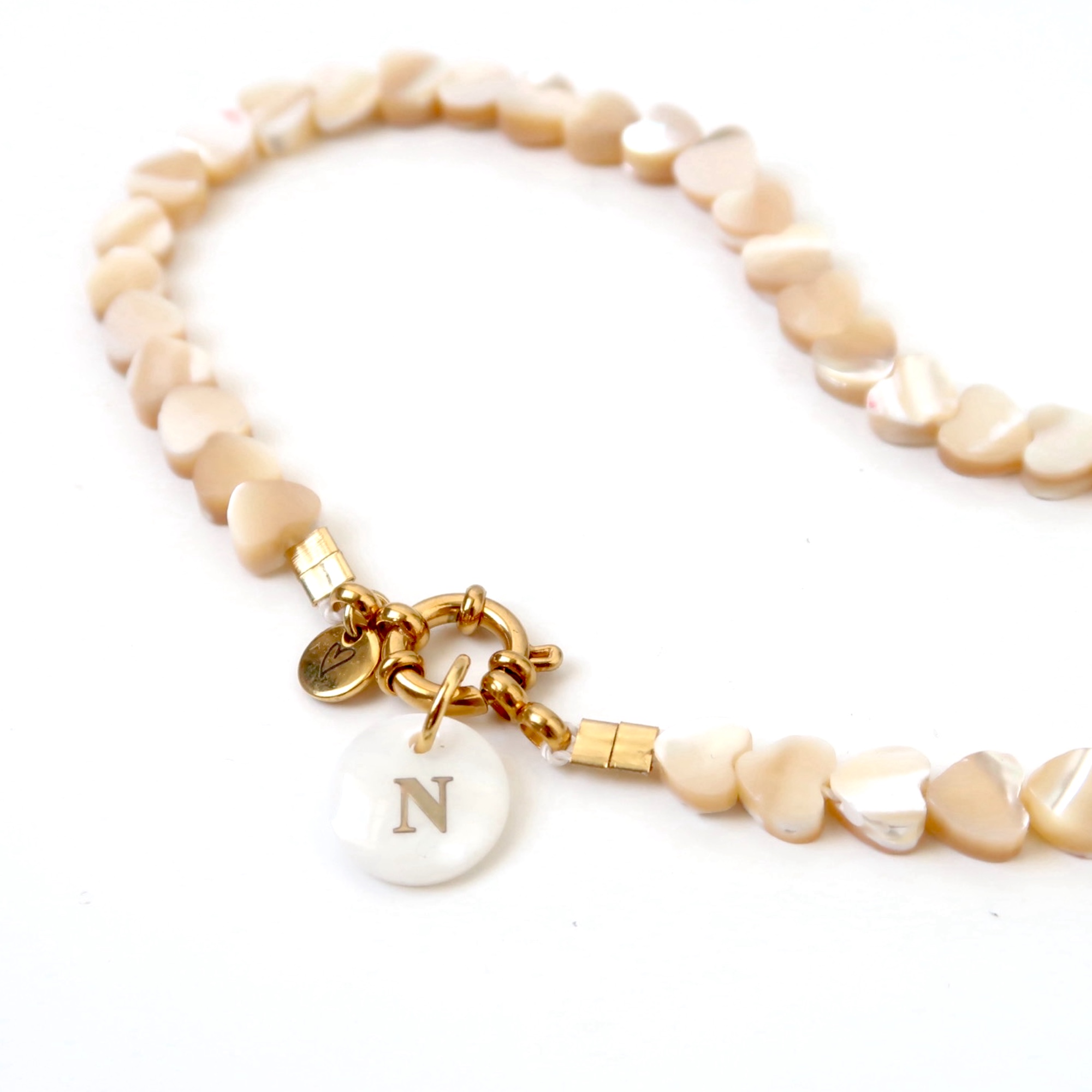 Necklace | Seashelly hearts beige