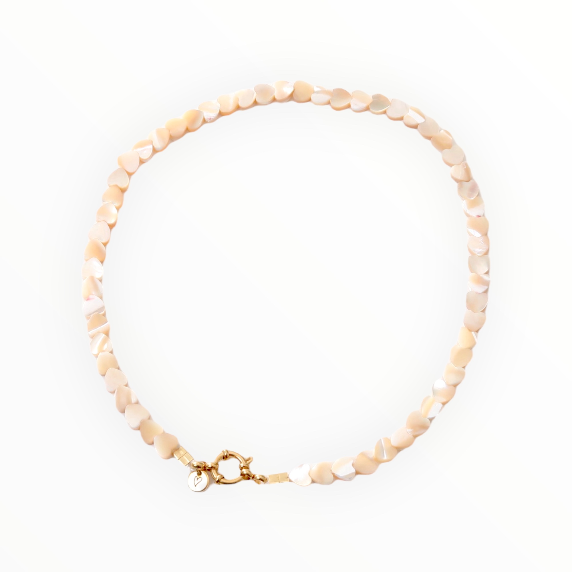 Necklace | Seashelly hearts beige