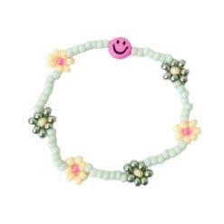 Bracelet | Daisy smiley fuchsia/mint T1