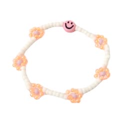 Kinderarmbandje met daisy bloemen en smiley