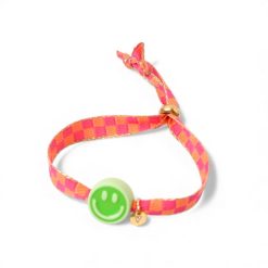 Bracelet | Happy smiley2.0 green checked orange