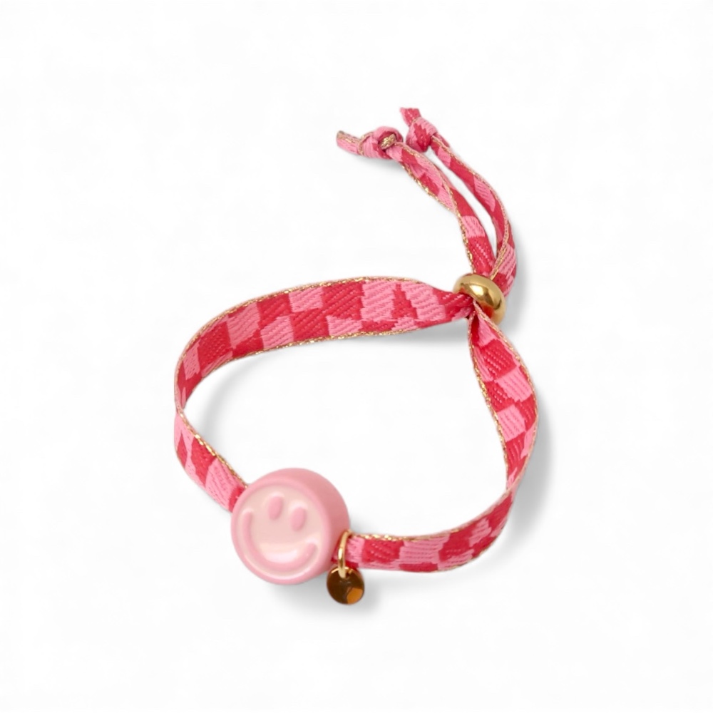 Bracelet | Happy smiley2.0 pink patchcheck