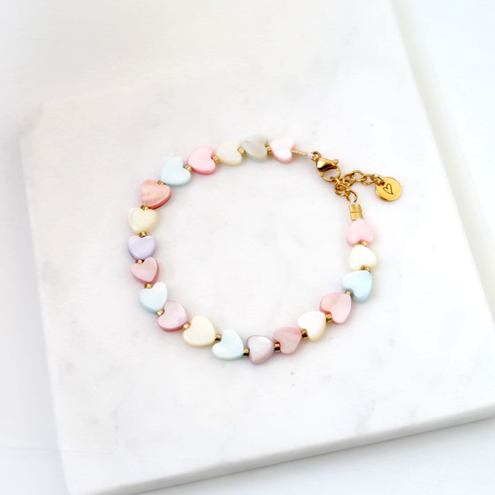 Bracelet | Shell hearts Pastels T3 alt view