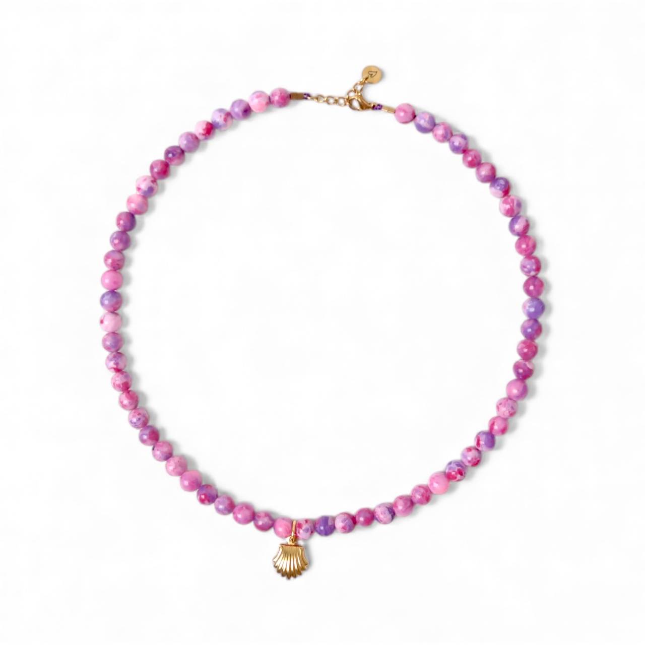 Necklace | Purple fuchsia shell alt view