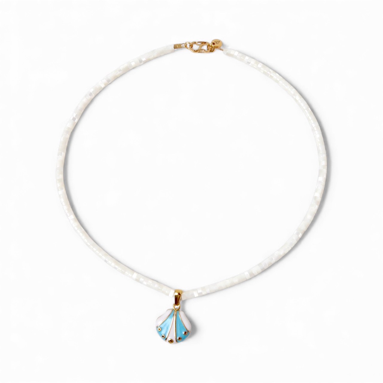 Necklace | Shell disc white