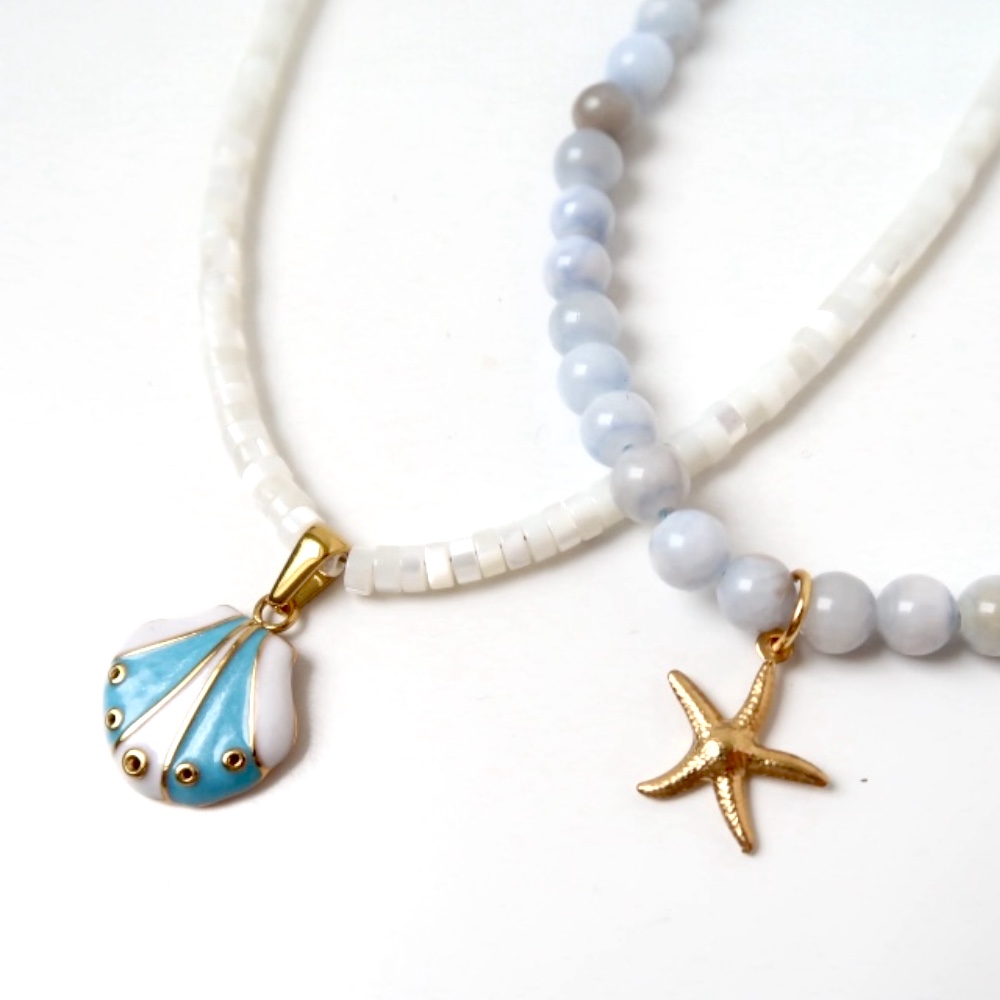 Necklace | Shell disc white