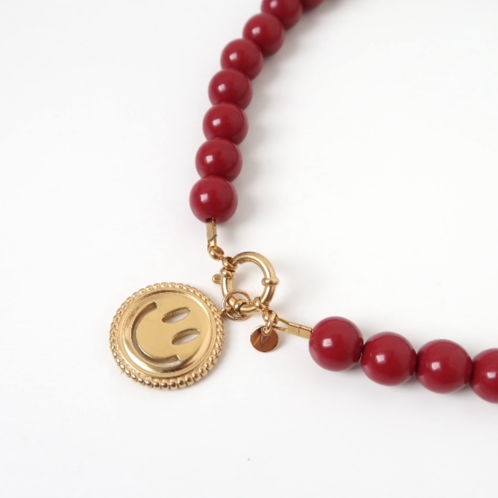 Necklace |  Bold beads rust T1