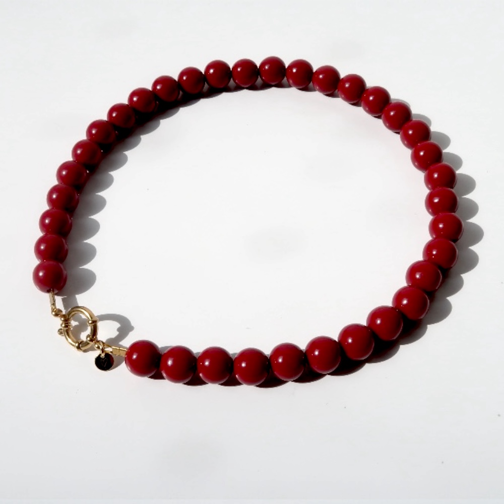 Necklace |  Bold beads rust T1